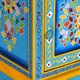 Нощно шкафче, мангово дърво масив, тюркоаз, ръчно рисувано 