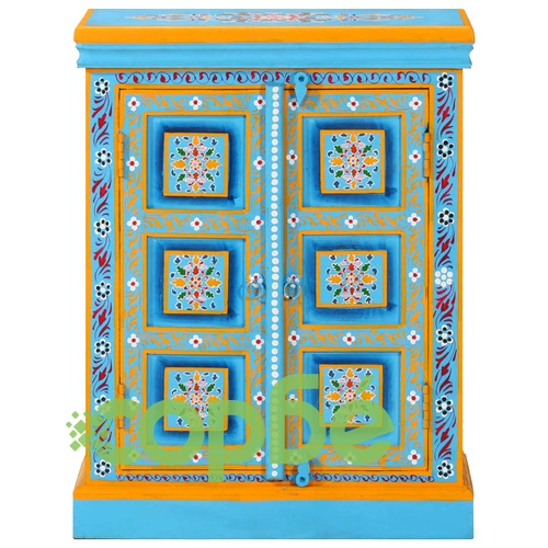 Бюфет, мангово дърво масив, тюркоаз, ръчно рисуван ➤ топ цена ➤ sorbe.bg