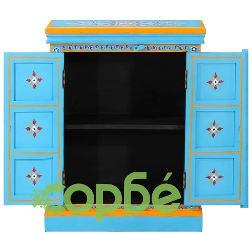 Бюфет, мангово дърво масив, тюркоаз, ръчно рисуван ➤ топ цена ➤ sorbe.bg