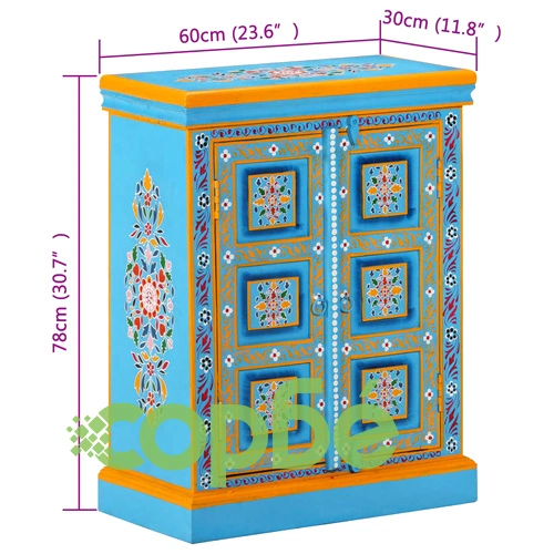 Бюфет, мангово дърво масив, тюркоаз, ръчно рисуван ➤ топ цена ➤ sorbe.bg