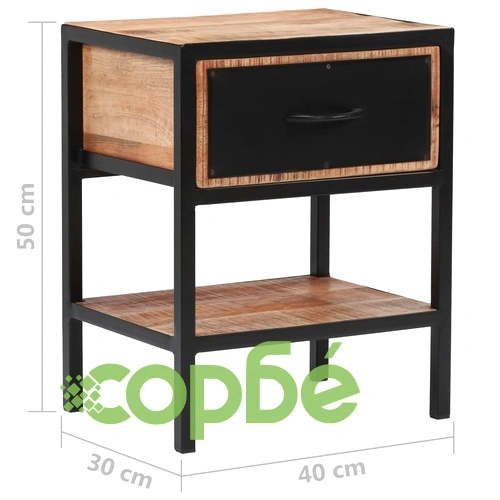 Нощно шкафче, мангово дърво масив, 40х30х50 см ➤ топ цена ➤ sorbe.bg