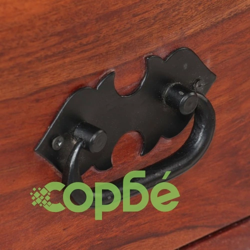 Бюро, акациево дърво масив и естествена кожа, 117x50x76 cм ➤ топ цена ➤ sorbe.bg