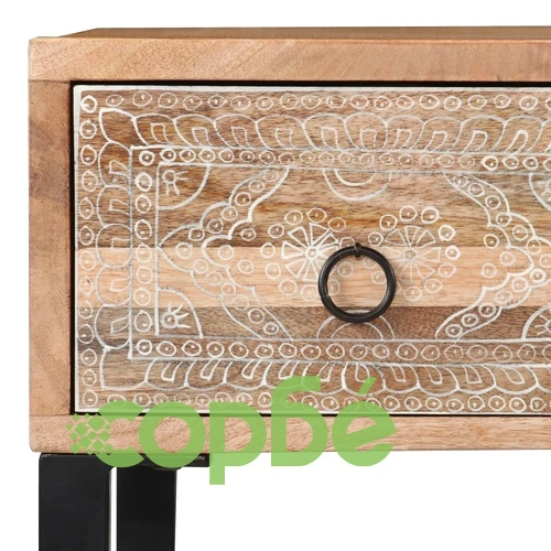 Бюро, мангово дърво масив и естествена кожа, 117x50x76 cм ➤ топ цена ➤ sorbe.bg