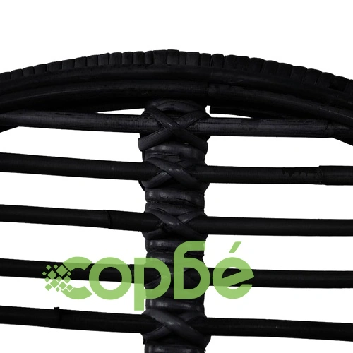 Трапезни столове, 4 бр, черни, естествен ратан ➤ топ цена ➤ sorbe.bg