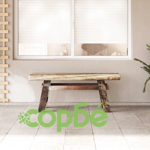 Пейка, смесена регенерирана дървесина и тик масив, 100x28x43 см ➤ топ цена ➤ sorbe.bg