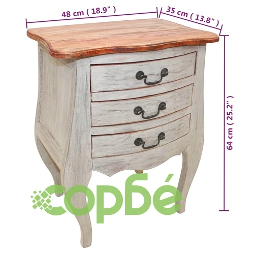 Нощно шкафче, махагоново дърво масив, 48x35x64 см ➤ топ цена ➤ sorbe.bg