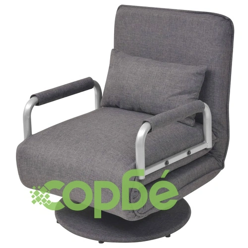 Въртящ се разтегателен фотьойл, тъмносив, текстил ➤ топ цена ➤ sorbe.bg