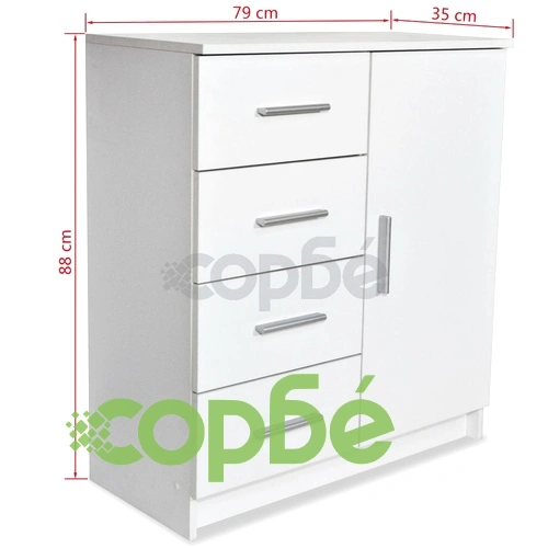 Бюфет от инженерно дърво, 79x35x88 см, бял ➤ топ цена ➤ sorbe.bg