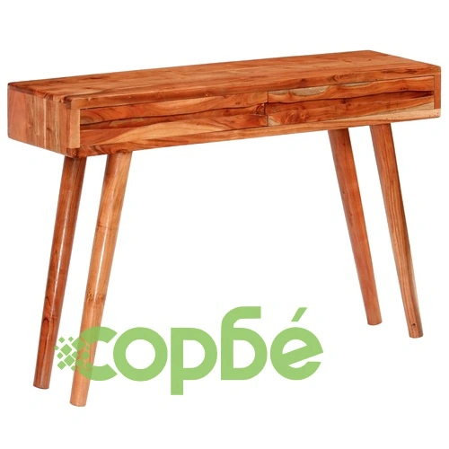 Конзолна маса с резбовани чекмеджета акация масив 118x30x80 cм ➤ топ цена ➤ sorbe.bg