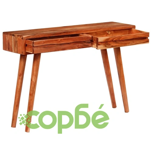 Конзолна маса с резбовани чекмеджета акация масив 118x30x80 cм ➤ топ цена ➤ sorbe.bg