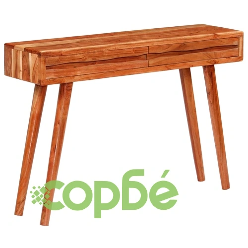 Конзолна маса с резбовани чекмеджета акация масив 118x30x80 cм ➤ топ цена ➤ sorbe.bg