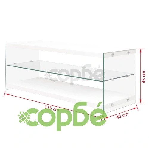 ТВ поставка, стъкло и МДФ, гланц, бяла ➤ топ цена ➤ sorbe.bg