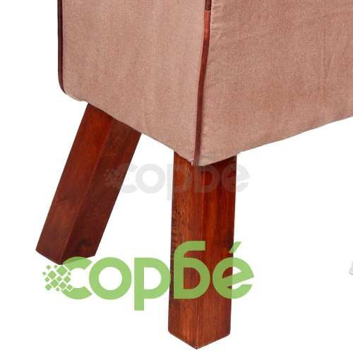 Пейка, естествена кожа и канава, бежово и кафяво, 120x30x45 см   ➤ топ цена ➤ sorbe.bg