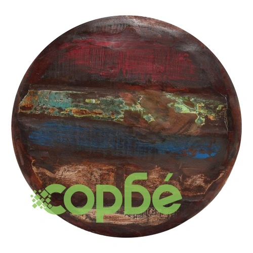 Маса за кафе регенерирано дърво масив бяла основа 60x60x33 cм ➤ топ цена ➤ sorbe.bg