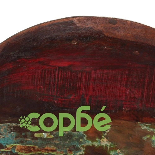 Маса за кафе регенерирано дърво масив бяла основа 60x60x33 cм ➤ топ цена ➤ sorbe.bg