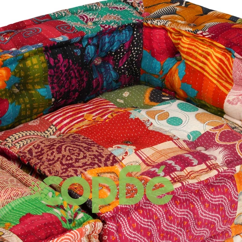 2-местен модулен пуф, пачуърк, текстил ➤ топ цена ➤ sorbe.bg