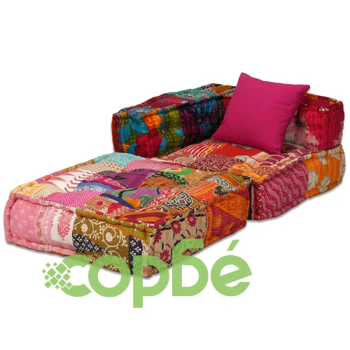 2-местен модулен пуф, пачуърк, текстил ➤ топ цена ➤ sorbe.bg