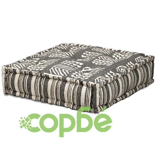 2-местен модулен пуф, сиви ивици, текстил ➤ топ цена ➤ sorbe.bg