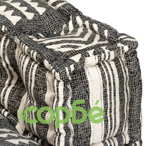 2-местен модулен пуф, сиви ивици, текстил ➤ топ цена ➤ sorbe.bg