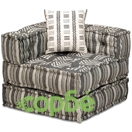 2-местен модулен пуф, сиви ивици, текстил ➤ топ цена ➤ sorbe.bg