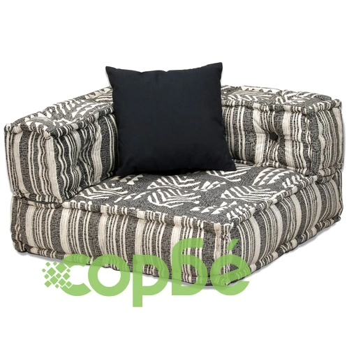 2-местен модулен пуф, сиви ивици, текстил ➤ топ цена ➤ sorbe.bg