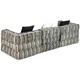 3-местен модулен пуф, сиви ивици, текстил