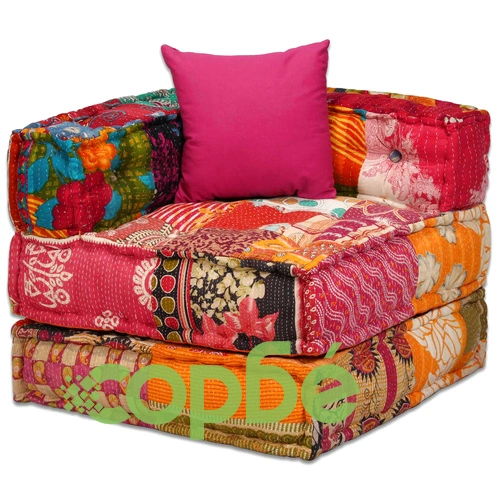4-местен модулен пуф, пачуърк, текстил ➤ топ цена ➤ sorbe.bg