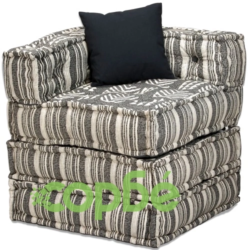 4-местен модулен пуф, сиви ивици, текстил ➤ топ цена ➤ sorbe.bg