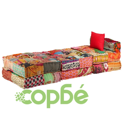 3-местен модулен пуф, пачуърк, текстил ➤ топ цена ➤ sorbe.bg