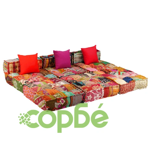 3-местен модулен пуф, пачуърк, текстил ➤ топ цена ➤ sorbe.bg