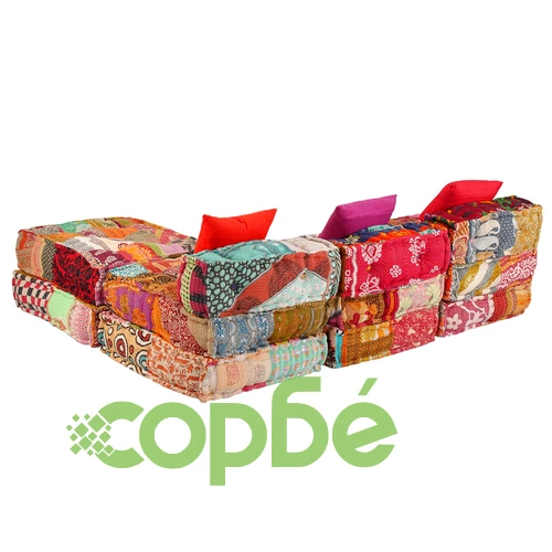 3-местен модулен пуф, пачуърк, текстил ➤ топ цена ➤ sorbe.bg