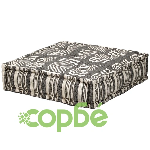 3-местен модулен пуф, сиви ивици, текстил ➤ топ цена ➤ sorbe.bg