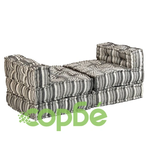 3-местен модулен пуф, сиви ивици, текстил ➤ топ цена ➤ sorbe.bg