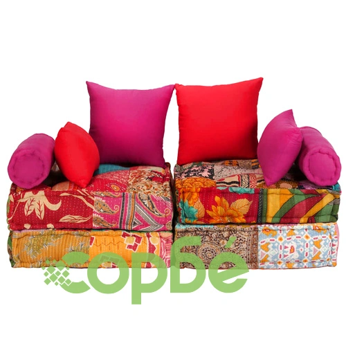 2-местен модулен пуф, пачуърк, текстил ➤ топ цена ➤ sorbe.bg