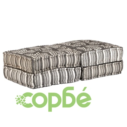 2-местен модулен пуф, сиви ивици, текстил ➤ топ цена ➤ sorbe.bg