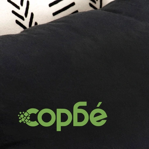 2-местен модулен пуф, сиви ивици, текстил ➤ топ цена ➤ sorbe.bg