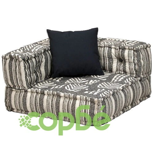 2-местен модулен пуф, сив на ивици, текстил ➤ топ цена ➤ sorbe.bg