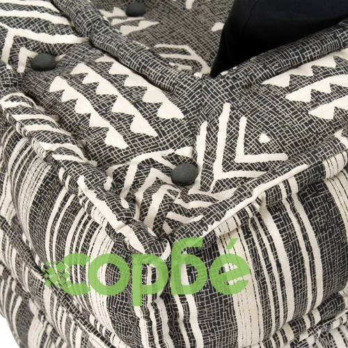 2-местен модулен пуф, сив на ивици, текстил ➤ топ цена ➤ sorbe.bg