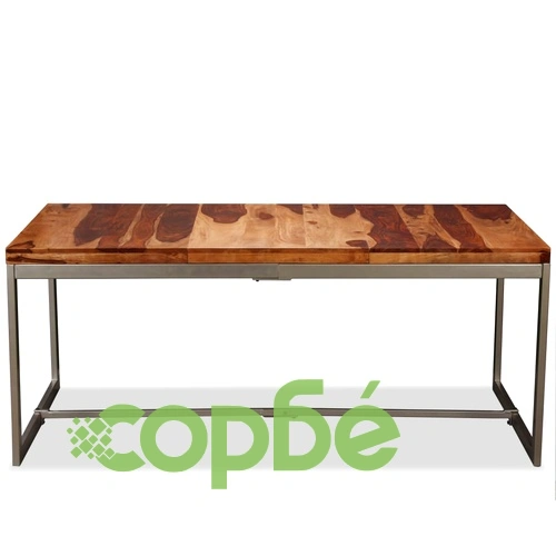 Трапезна маса, акация масив и стомана, 180 cм ➤ топ цена ➤ sorbe.bg