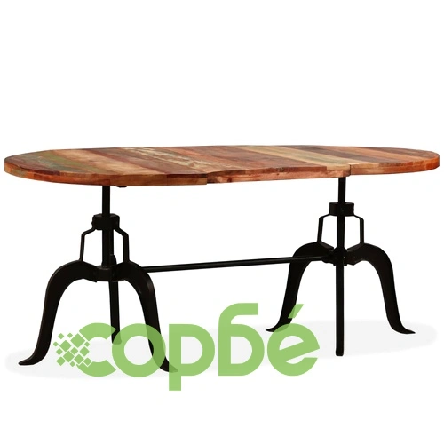 Трапезна маса, регенерирано дърво масив и стомана, 180 cм ➤ топ цена ➤ sorbe.bg