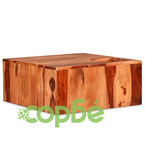 Маса за кафе, акациево дърво масив, 70x70x30 cм ➤ топ цена ➤ sorbe.bg