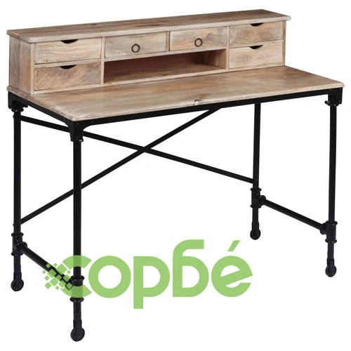 Писалище, мангово дърво масив и стомана, 110x50x96 cм ➤ топ цена ➤ sorbe.bg