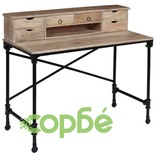 Писалище, мангово дърво масив и стомана, 110x50x96 cм ➤ топ цена ➤ sorbe.bg