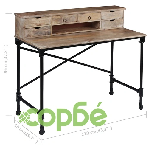 Писалище, мангово дърво масив и стомана, 110x50x96 cм ➤ топ цена ➤ sorbe.bg