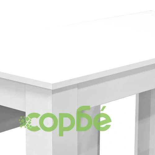 Трапезна маса и пейки, 3 части, инженерно дърво, бял ➤ топ цена ➤ sorbe.bg