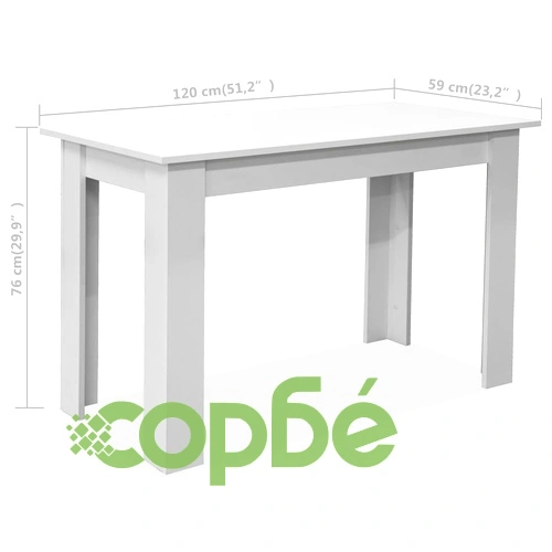 Трапезна маса и пейки, 3 части, инженерно дърво, бял ➤ топ цена ➤ sorbe.bg