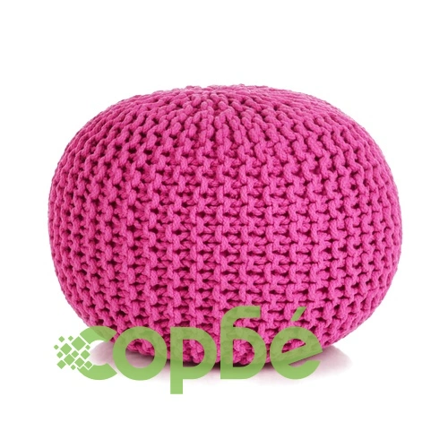Ръчно плетен пуф, памук, 50x35 см, розов ➤ топ цена ➤ sorbe.bg