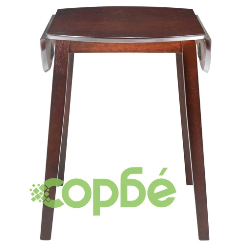 Трапезна маса с падащи плотове, кръгла, МДФ, кафява ➤ топ цена ➤ sorbe.bg