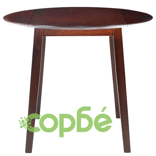 Трапезна маса с падащи плотове, кръгла, МДФ, кафява ➤ топ цена ➤ sorbe.bg