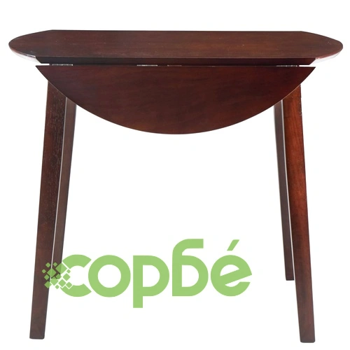 Трапезна маса с падащи плотове, кръгла, МДФ, кафява ➤ топ цена ➤ sorbe.bg